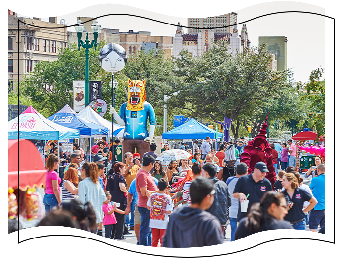 People walking and visiting event booths