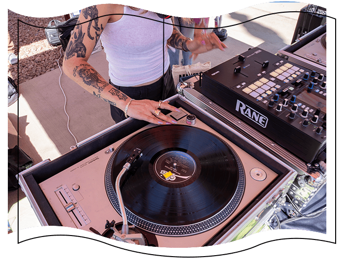 DJ Working the Turntable